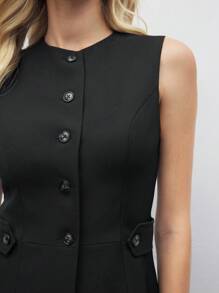 BizChic 2 件套黑色西装背心和迷你裙套装，女士商务正装，适合通勤、派对、约会、春夏情人节 - 黑色 - 查看 5