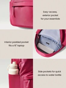 GLOWMODE Multi-Compartment Backpack Commuting Travel Exercise 21L - Hot Pink - View 3