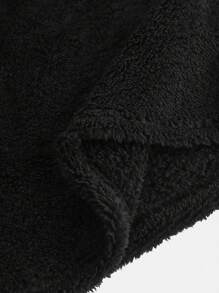 SHEIN Girlism Teen Girl's 2pcs/Set /Double Sided Velvet/One Shoulder Long Sleeves And Skirts - Black - View 9