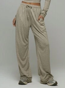 Musera Sport Quần dài cạp cao mặc nhà, thích hợp cho Padel, Tennis, Pickleball, tập gym, thể dục mùa hè. - Xám - Xem 2