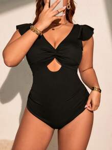 Swim Chiccia Summer Plus Size V-Neck Casual Beach/Pool Swimwear