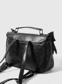 ROMWE Gothic Style Bat Wings Design Shoulder Backpack, School Backpack, Halloween - Black - View 3