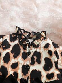 SHEIN Baby Girls Autumn Cute Heart Print Ruffle Trim Belted Long Sleeve Blouse And Solid Color Elastic Waist Long Pants 2 Pieces Set - Multicolor - View 8