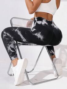Easithlete Quần legging nhuộm loang cạp cao cho nữ tập thể dục - Nhiều màu - Xem 5