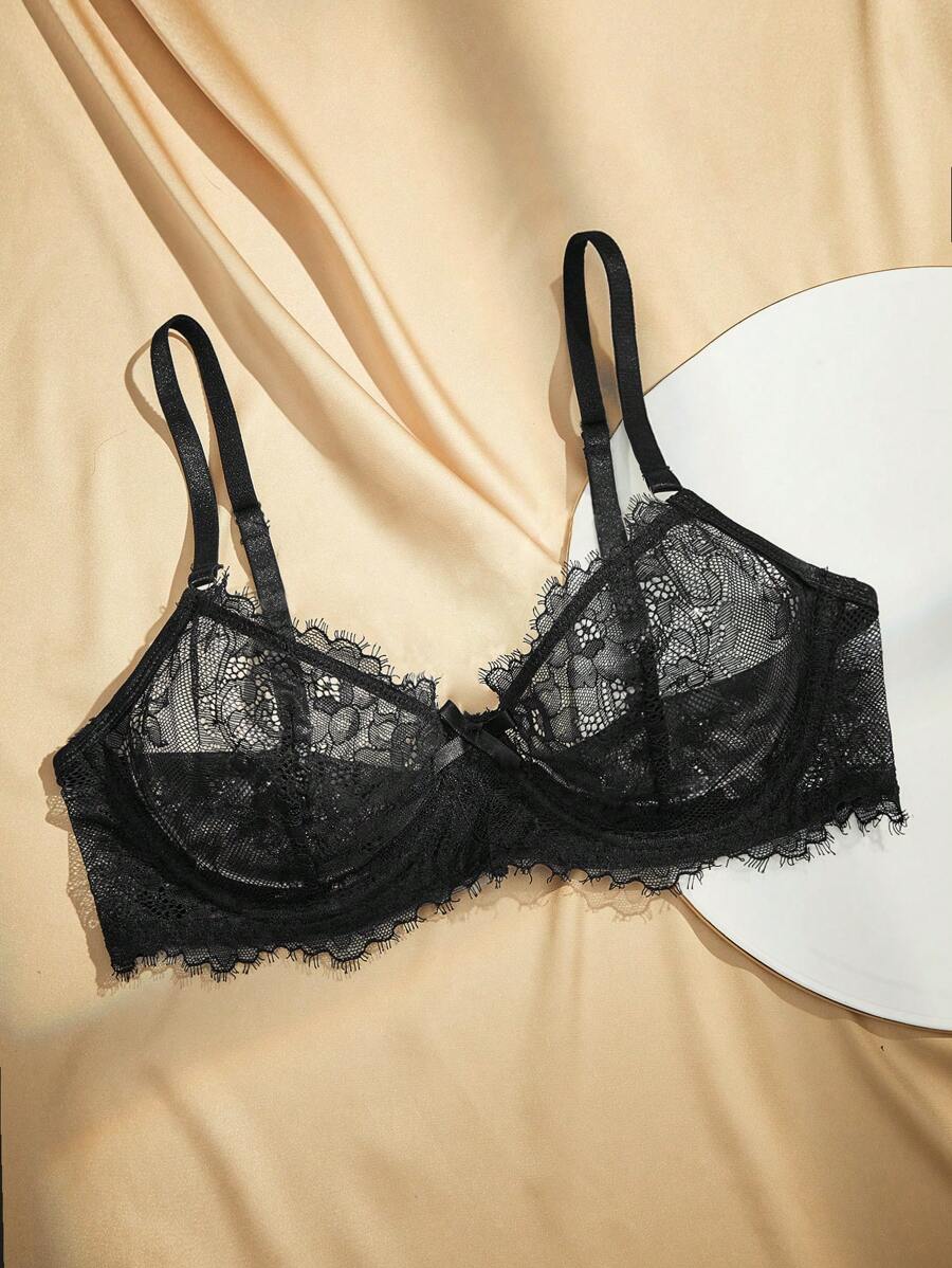 Charlaine تنورة نسائية من الدانتيل والشبك تنورة شفافة - الأسود - مشاهدة 1