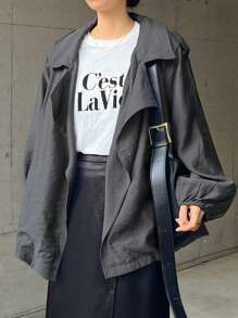 FRIFUL 女士纯色长袖宽松休闲常规夹克，秋季女装