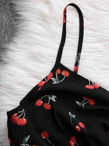 SHEIN LUNE 大码女式无袖樱桃印花连衣裙（带夹克）2 件套 - 彩色 - 查看 6