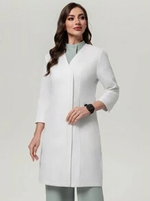 Scrubzie 抗皱 V 领女式/护理手术服实验室工作服 - 白色 - 查看 4