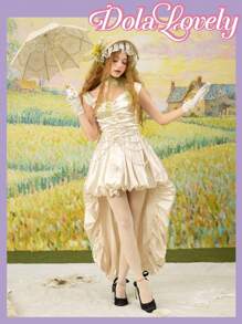 Dola Lovely 百搭时尚 2024 新款玛丽珍天鹅绒圆头粗跟高跟鞋一脚蹬高跟鞋