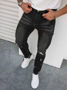 Manfinity Homme Men's Simple Casual Everyday Wear Denim Jeans