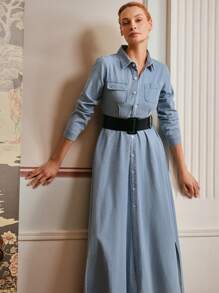 Anewsta Elaire Robe mode rétro française en jean pour dames, vieille monnaie