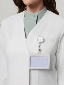 Scrubzie 抗皱 V 领女式/护理手术服实验室工作服 - 白色 - 查看 8