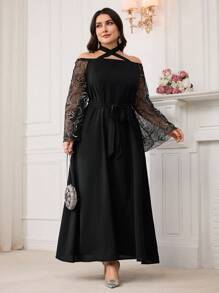 Modelyn 大码女式阿拉伯风格休闲连衣裙，简约时尚，适合日常穿着 - 彩色 - 查看 5