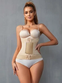 1 件女士纯色前扣可调节腰带 - 米色 - 查看 3