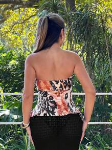 SHEIN SXY Sexy Y2K Leopard Print Elastic Bandeau Crop Top - Multicolor - View 2