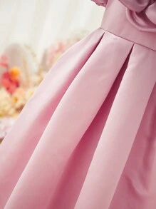 Tween Girl Sleeveless 3D Flower Princess Dress, Elegant For Party And Event - Mauve Purple - View 5