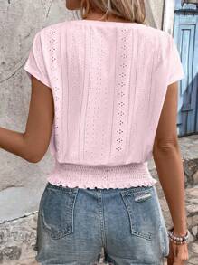 EMERY ROSE Camiseta de cuello redondo con tejido texturizado y cintura elástica