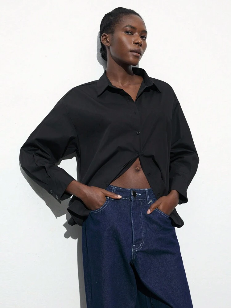 Camicia da donna a maniche lunghe con bottoni a righe