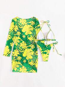 Swim Lushoire Summer 3pcs/Set Printed Bikini - Multicolor - View 6