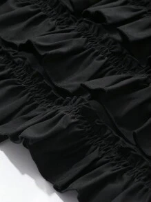 FRIFUL Women's Black Cake Skirt, Long Skirt, Sweet Style For Spring And Summer,Ruffle - Black - View 8