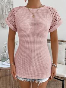 SHEIN LUNE 女士纯色圆领插肩袖休闲 T 恤