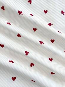 Set de pijama de 3 piezas con estampado de corazones para mujer, conjunto de ropa para el Día de San Valentín - Rojo - Ver 3