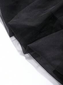 FRIFUL Women's Black Mesh Tulle Pouf Maxi Skirt, Elegant Bubble Skirt For Spring/Summer