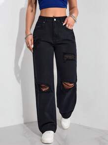 SHEIN EZwear 简约时尚休闲日常牛仔裤