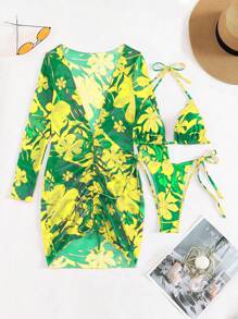 Swim Lushoire Summer 3pcs/Set Printed Bikini - Multicolor - View 4