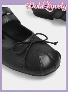 Dola Lovely 1 Pair Women's Flat Mary Jane Shoes, Pink Bowknot & Rhinestones Slip-On Flats, Suitable For Outdoor Wear, Versatile And Comfortable Spring Shoes Spring Break Easter - Black - View 7
