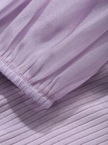 DAZY Damen Lanternärmel Figurbetontes Kurz-T-Shirt - Mauve - Übersicht 7