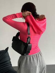 SHEIN Unity 女士纯色拉链连帽衫，长袖，休闲时尚，适合日常穿着