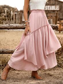 Breezaya 粉色浪漫飘逸荷叶边长裙 - 粉色 - 查看 3