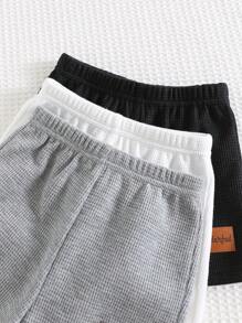 Cozy Pixies 3pcs Set Baby Boy Decorated Elastic Waist Shorts Casual Versatile - Multicolor - View 4