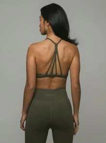 Musera Sport V Neck Strap Back Detail Sports Bra, Padel, Tennis, Pickleball Gym Fitness