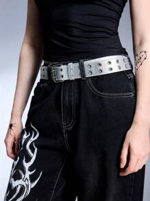 ROMWE Grunge Punk 1 Pc Ladies' Dual Air Vent Waist Belt, Suitable For Pairing With Jeans