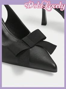 Dola Lovely Women's 2024 New Gold Mules, 2024 Spring/Autumn Pointed Toe Thin Heel Design Elegant, Fashion Versatile High Heels To Match Dresses Valentine's Day - Black - View 6