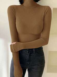 DAZY Women Solid Color Casual Turtleneck Tight Fit Base Layer T-Shirt,Fall Women Clothes
