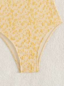 Swim Mod Nuevo traje de baño de una pieza con cordón, textura de tela y lazo, perfecto para vacaciones de verano