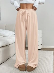 Muchica Pantalones palazzo de tejido suelto y rosa para mujer, casuales y para uso diario - Rosa - Ver 6