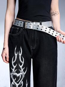 ROMWE Grunge Punk 1 Pc Ladies' Dual Air Vent Waist Belt, Suitable For Pairing With Jeans