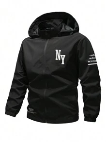 Gym Rark Men's Slogan Print Hooded Track Jacket - Black - View 1
