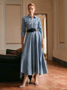 Anewsta Elaire Robe mode rétro française en jean pour dames, vieille monnaie