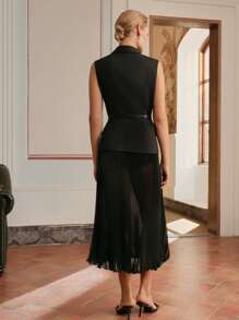 Anewsta Elaire Women's Mesh New New Year's Party A-Line Suit Black Jacket Old Money