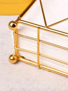 1pc Modern Minimalist Style Gold Iron Square Standing Tissue Holder, Iron Wire Desktop Standing Napkin Holder, Convenient , Suitable For Daily Restaurant Hotel Tabletop Tissue Storage Valentine's Day, Valentines Wedding, Birthday