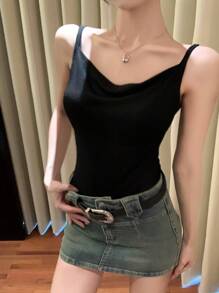 DAZY Women's Solid Color Scoop Neck Casual Camisole Summer Tank Tops