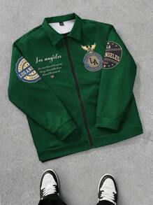 Aesthetic Post--Men's Front Zipper Letter Print Minimalist Casual Jacket