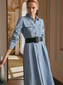 Anewsta Elaire Robe mode rétro française en jean pour dames, vieille monnaie