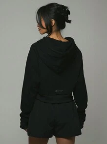 Musera Sport Kurzer Hoodie, für Padel, Tennis, Pickleball Gym Fitness - Schwarz - Übersicht 3