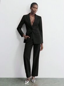 Maija Modern Slim Fit Padded Shoulder Suit Set, Elevated Look For Parties And Gatherings, Spring/Summer - Black - View 4